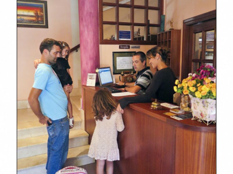 Recibidor acogedor para huéspedes en Hotel Las Solanas