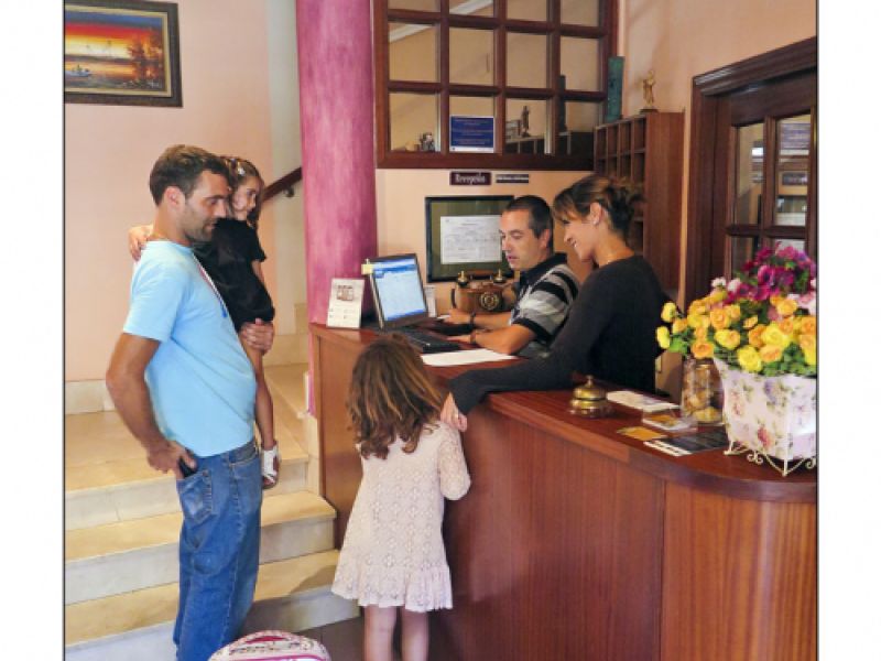 Recibidor acogedor para huéspedes en Hotel Las Solanas